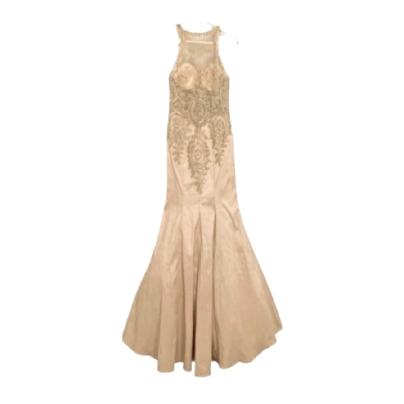 Champagne Sequined Gown Morilee By Madeline Gardner - Size 2 - Picture 3 of 16